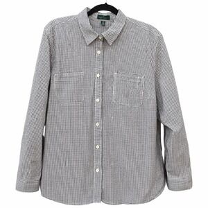 Lauren Ralph Lauren Womens 2X Shirt Brown Gingham Check Button Down Cotton Top